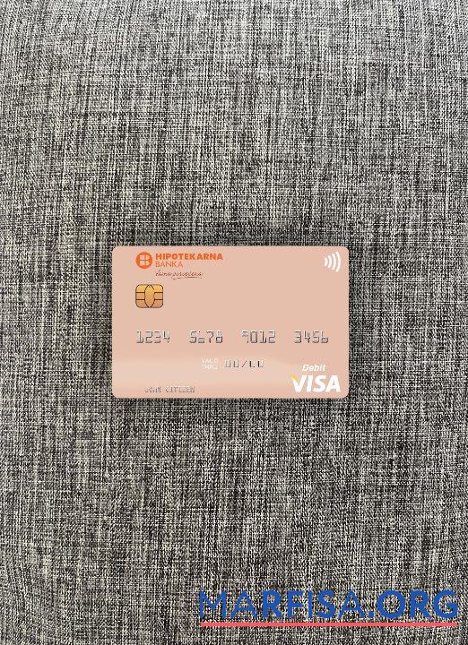 Realistic Montenegro Hipotekarna Banka visa debit card photolook front example